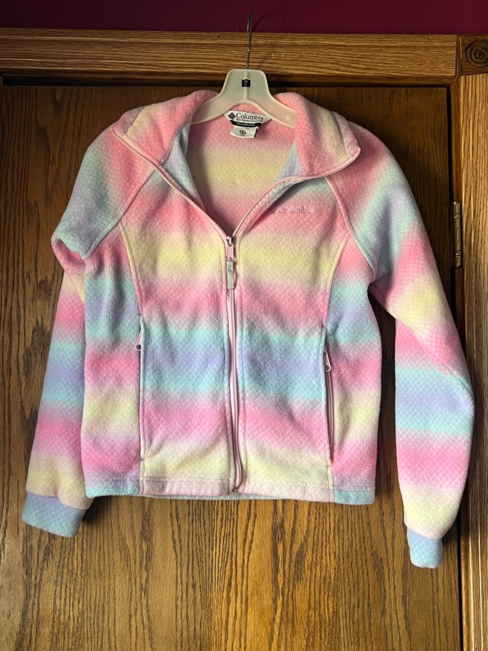 Columbia Pink Pastel Fleece Jacket girls size 14-16
